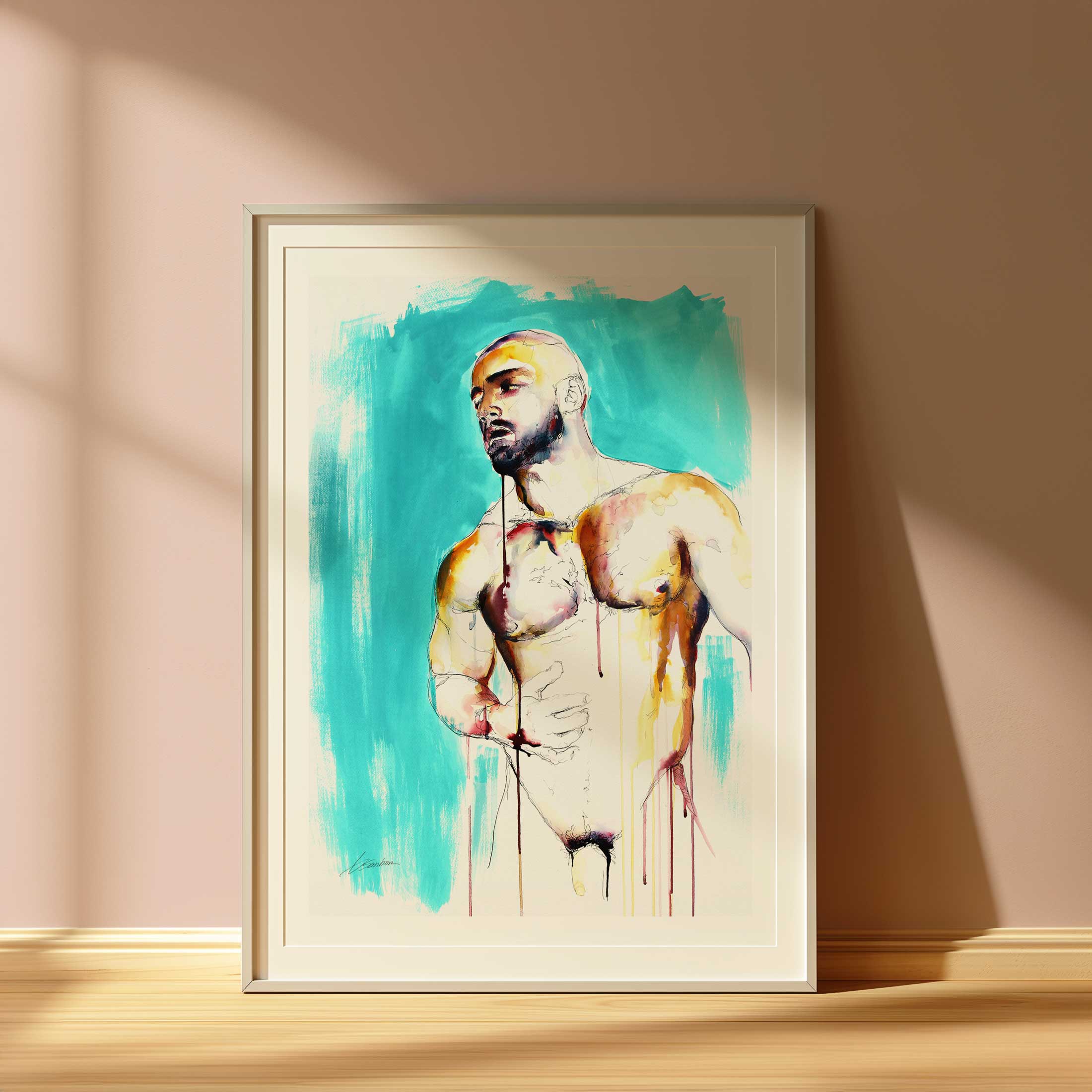 Bare Strength Muscles Carved in Light and Shadow - Art Print