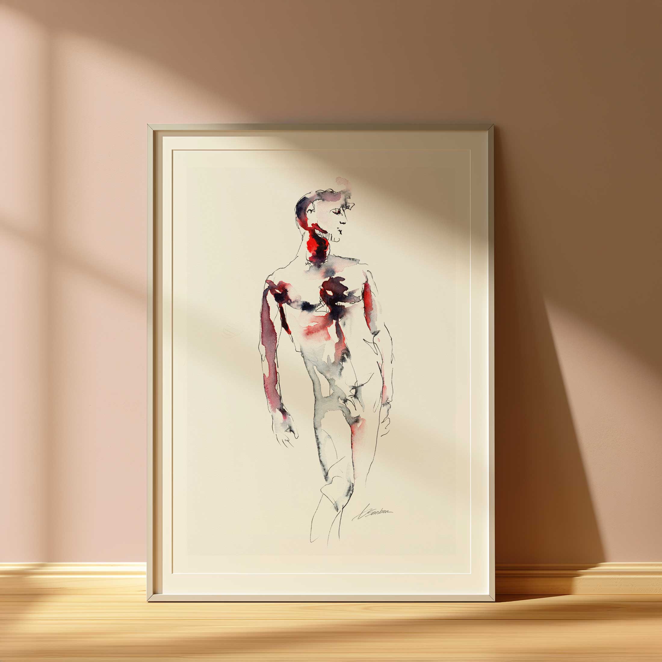 Male Figure in Effortless Motion - Art Print