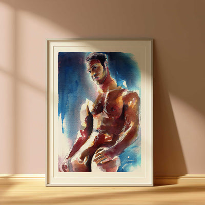 Muscular Male Nude Leaning Against a Wall - Art Print Artist Brenden Sanborn