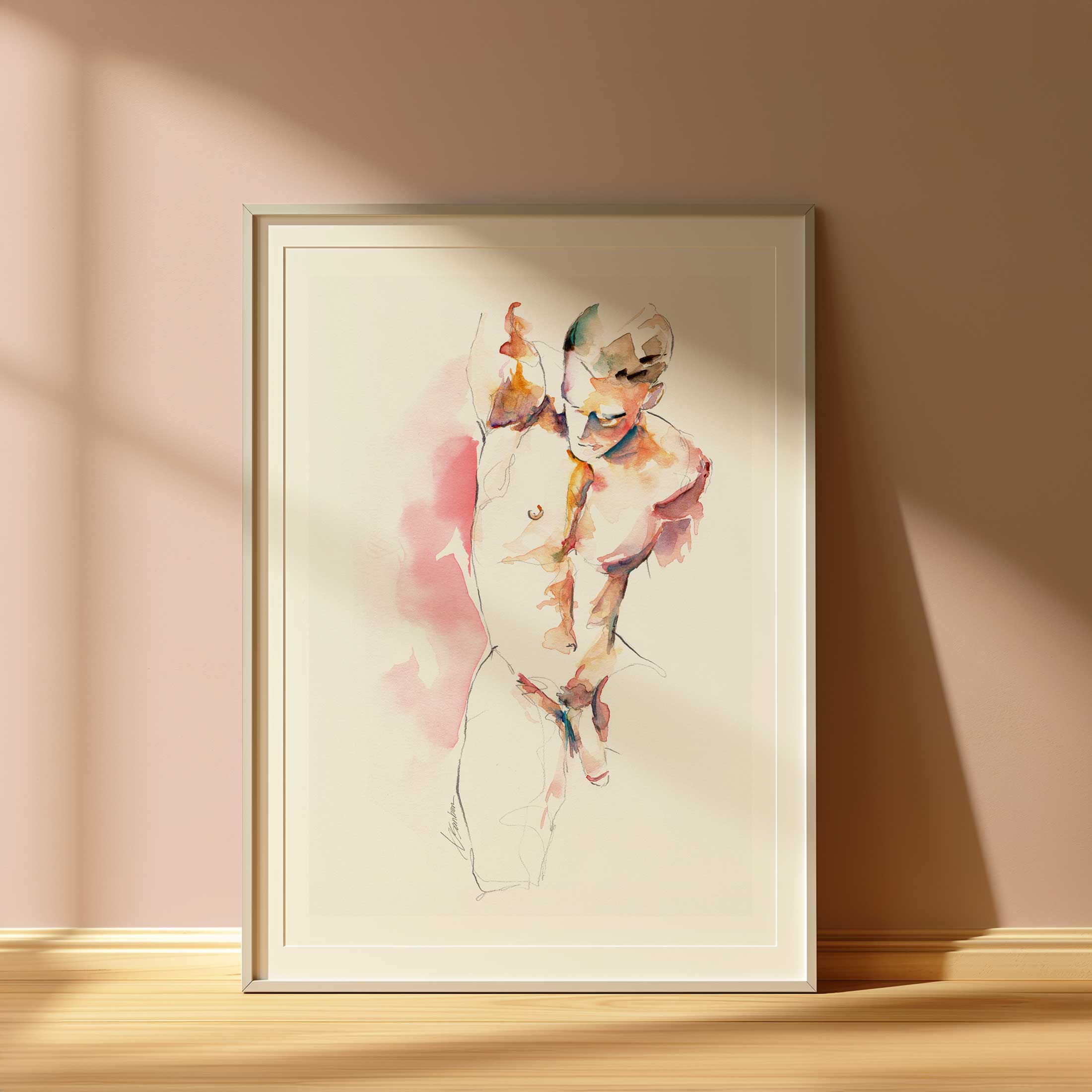 Fluid Male Form in Gentle Motion - Art Print