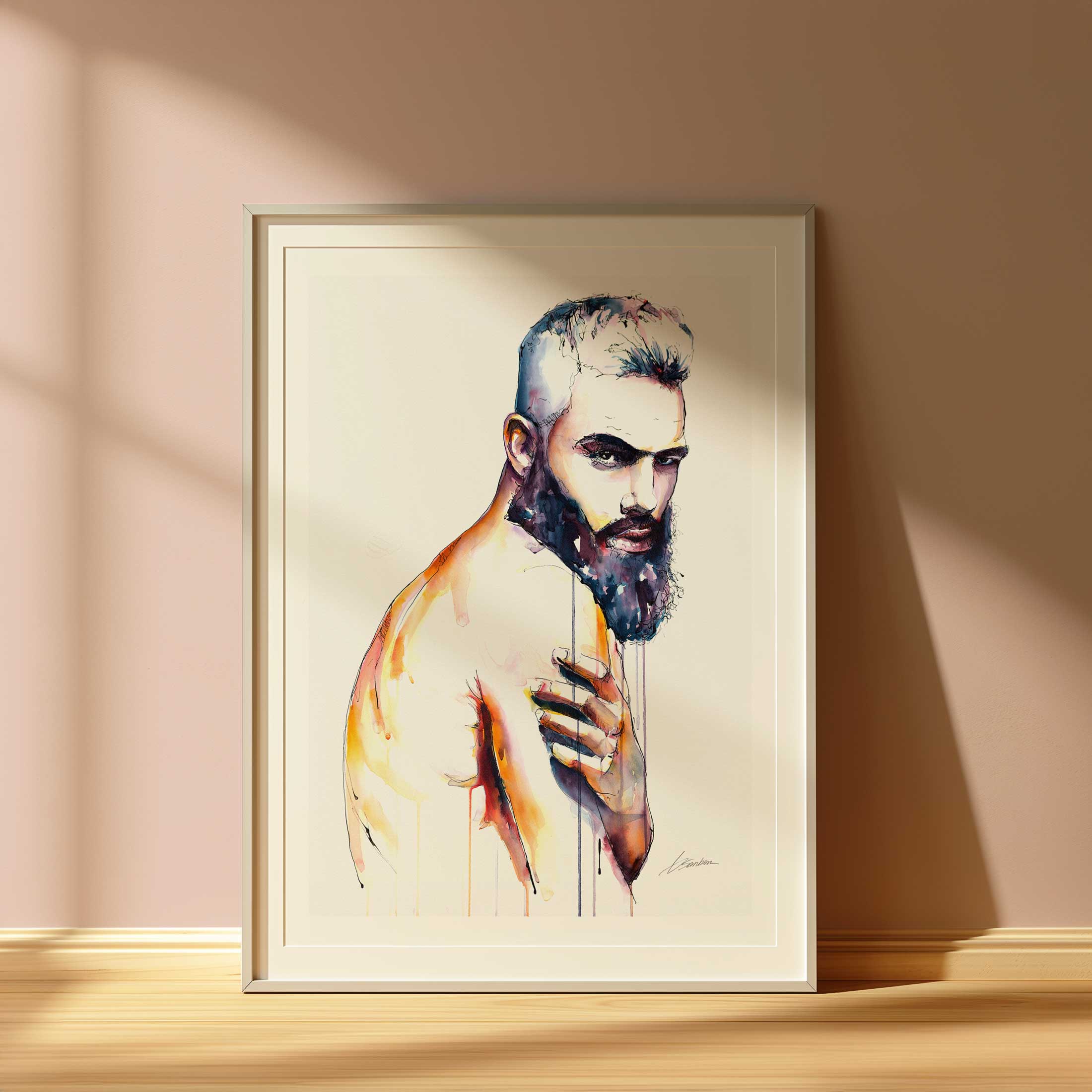 Bearded Male Figure in a Moment of Silent Strength - Art Print