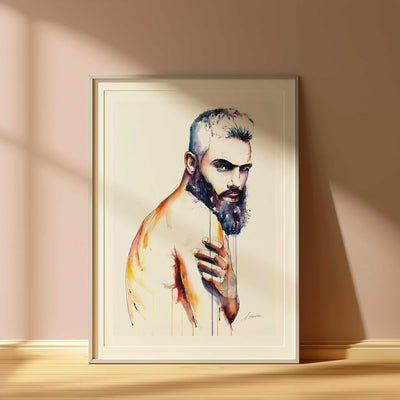 Bearded Male Figure in a Moment of Silent Strength - Art Print Artist Brenden Sanborn