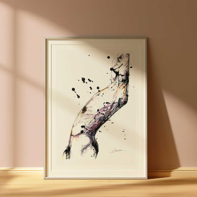 Abstract Male Figure in Fluid Motion with Splattered Accents - Art Print Artist Brenden Sanborn