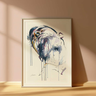 Man in Shower: Washing Neck with a Glimpse of Sensual Lust - Art Print Artist Brenden Sanborn