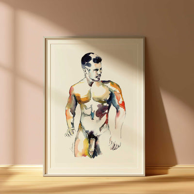 Standing Male Nude Looking Off to the Side - Art Print Artist Brenden Sanborn