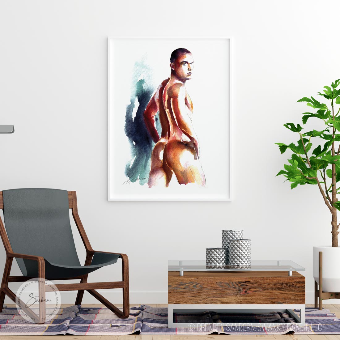 Muscular Nude Male with a Defined Butt and Strong Posture - Giclee Art Print
