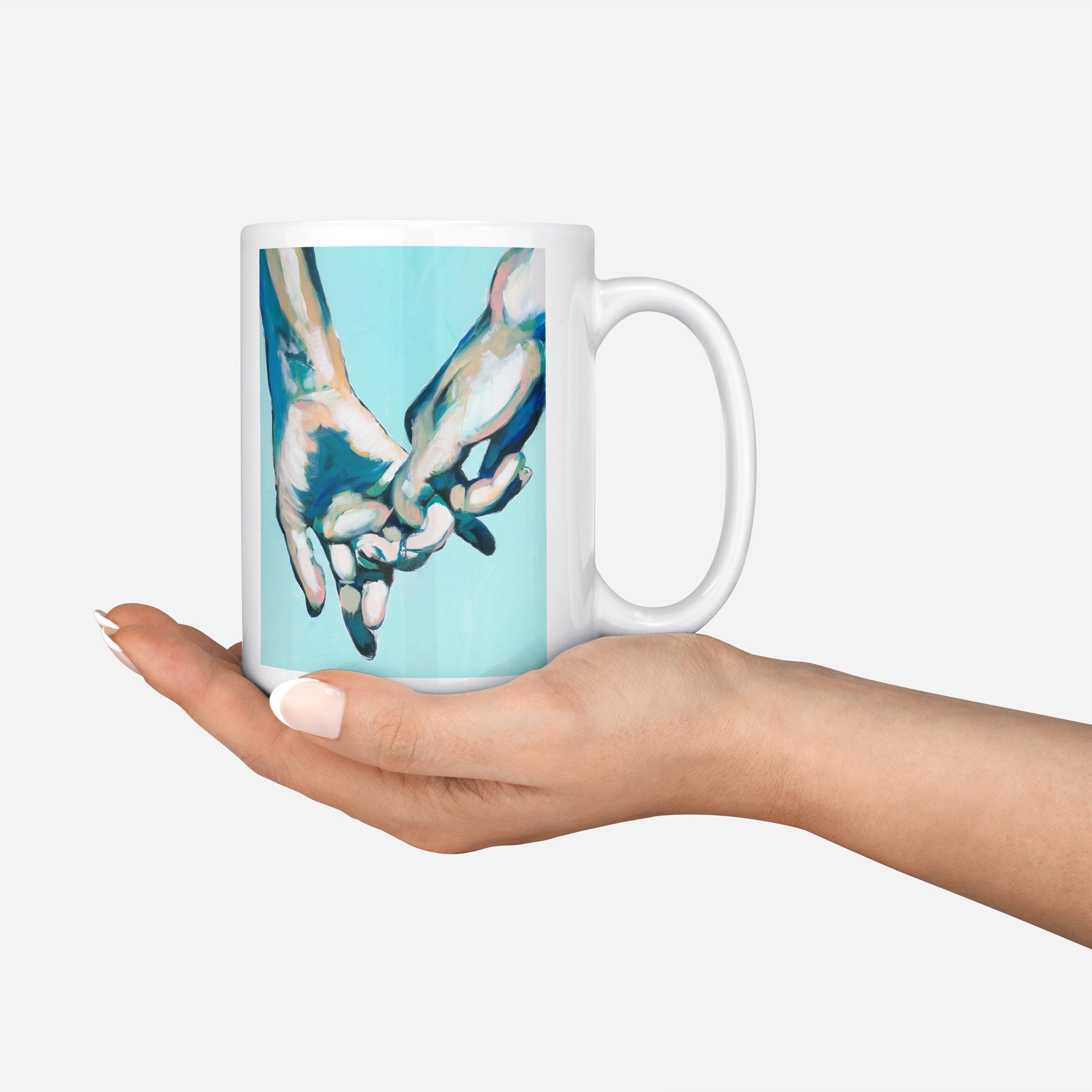 Simple Gesture of Love in Green - Men Holding Hands  – 11oz & 15oz Mugs