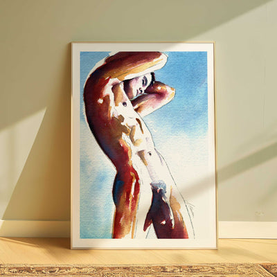 Male Figure in Graceful Arch with Arms Lifted - Art Print Artist Brenden Sanborn