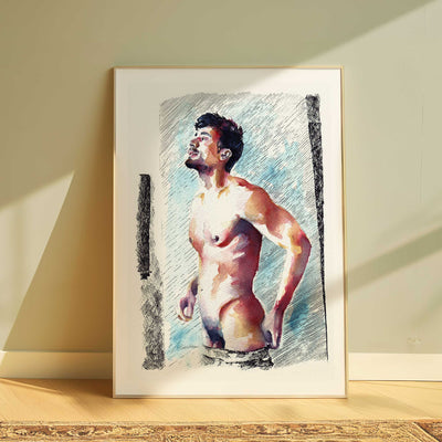 Man Standing in Thoughtful Stillness - Art Print Artist Brenden Sanborn