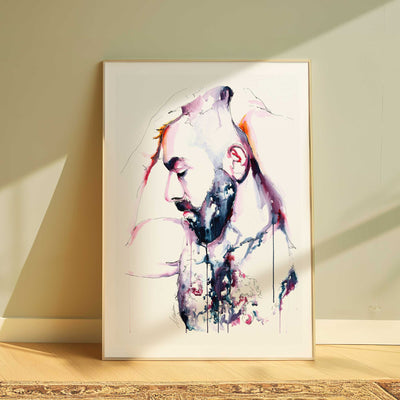 Soulful Gaze - Thick-Bearded Man with Chiseled Torso - Art Print Artist Brenden Sanborn