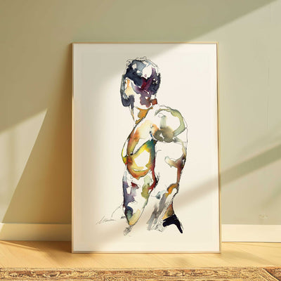 Male Figure in Vibrant Abstraction Looking Away - Art Print Artist Brenden Sanborn