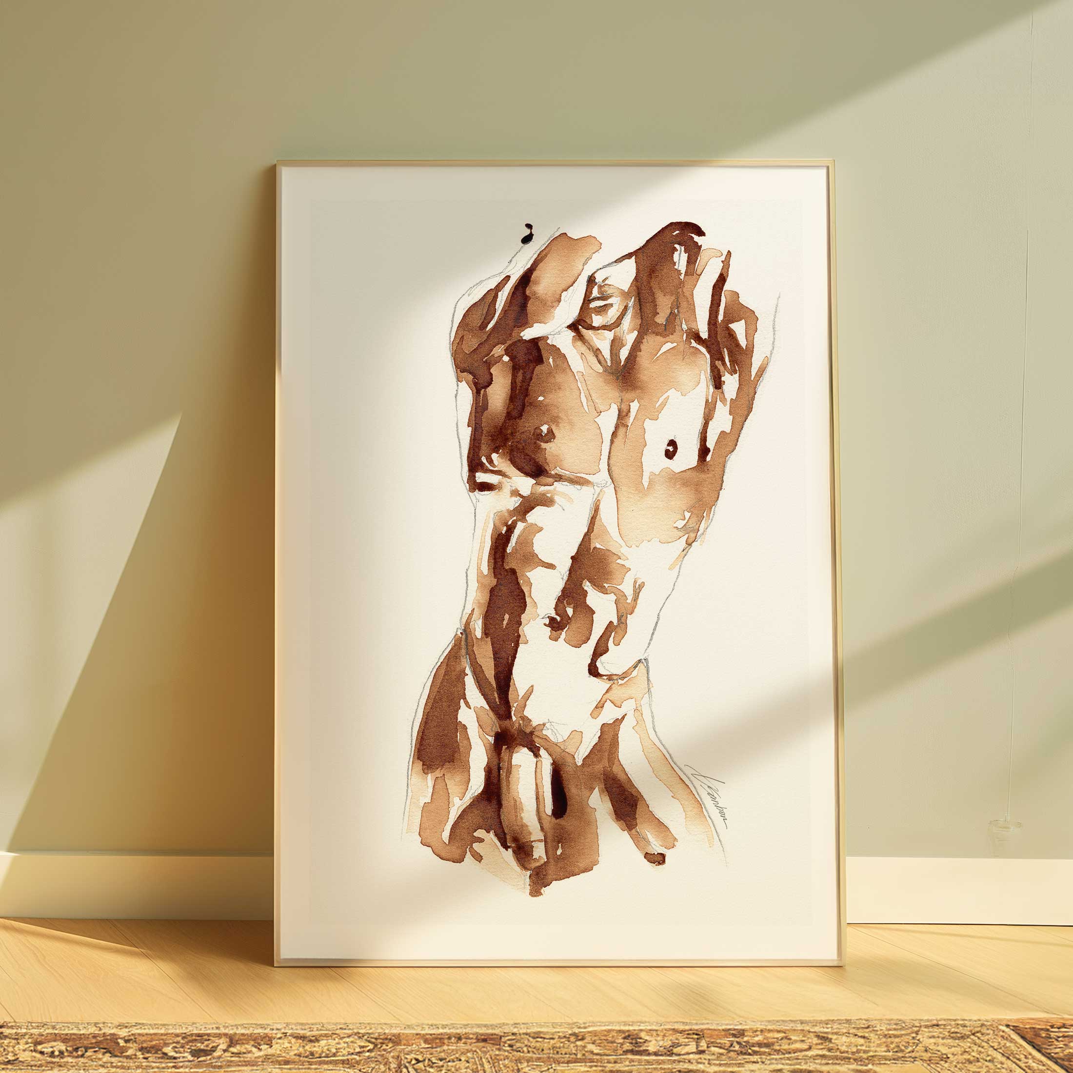 Male Torso Study in Coffee Tones - Art Print