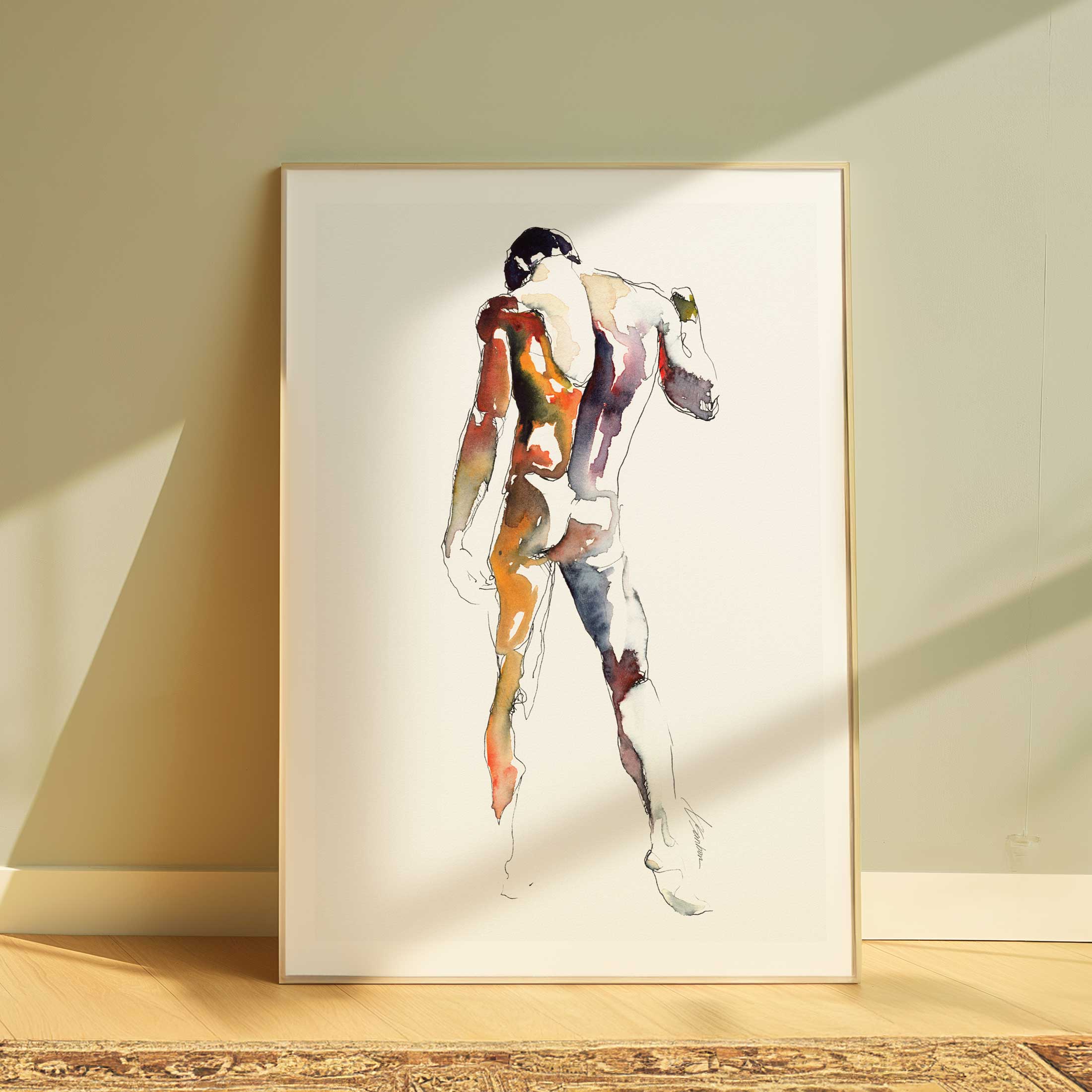 Back Arched with Sensual Booty in Motion - Art Print