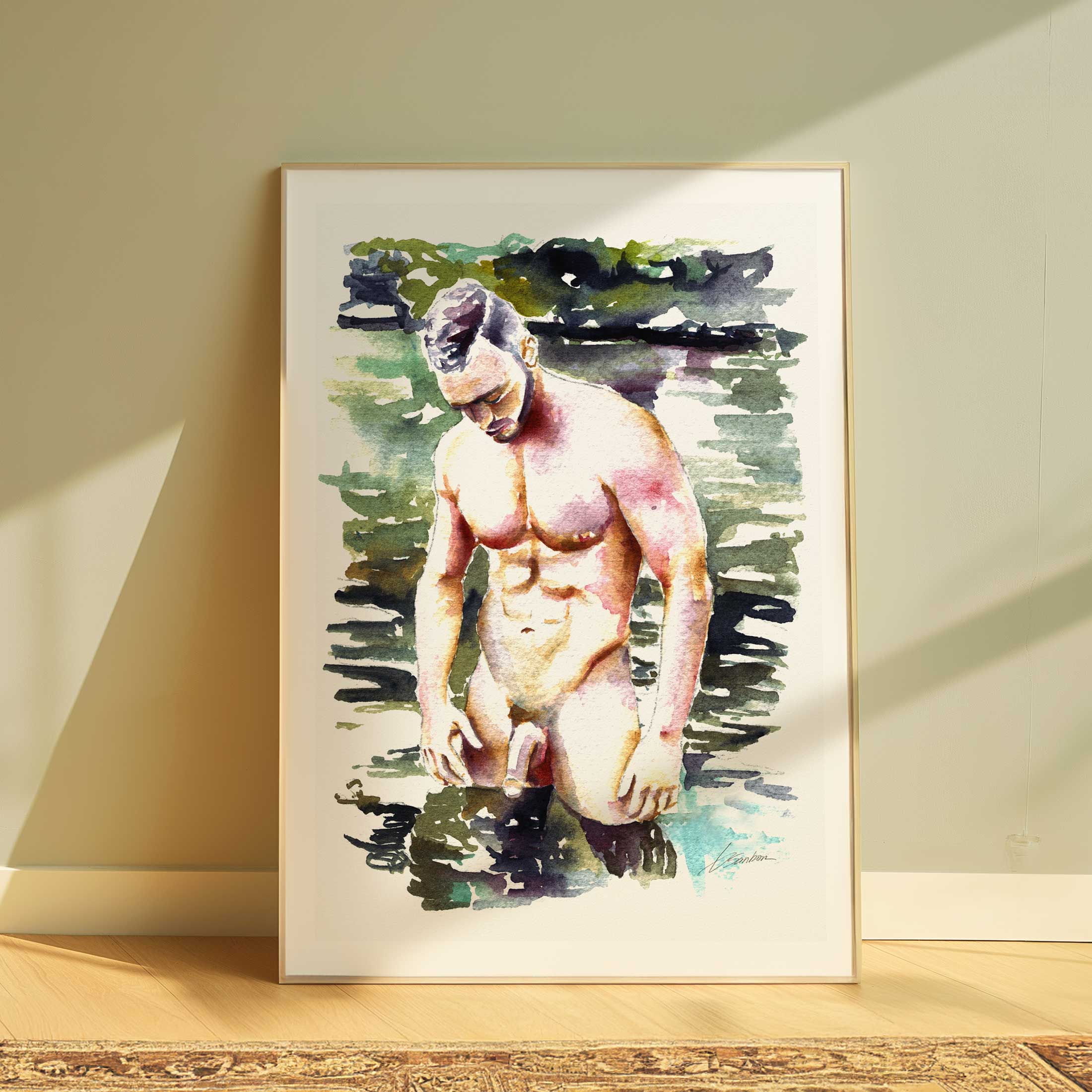 Man Standing in the Still Waters - Art Print