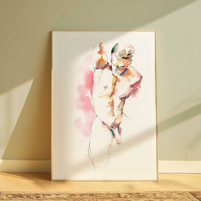 Fluid Male Form in Gentle Motion - Art Print Artist Brenden Sanborn
