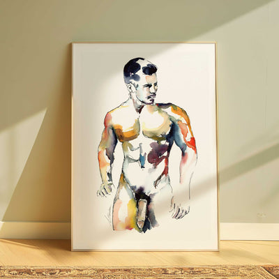 Standing Male Nude Looking Off to the Side - Art Print Artist Brenden Sanborn