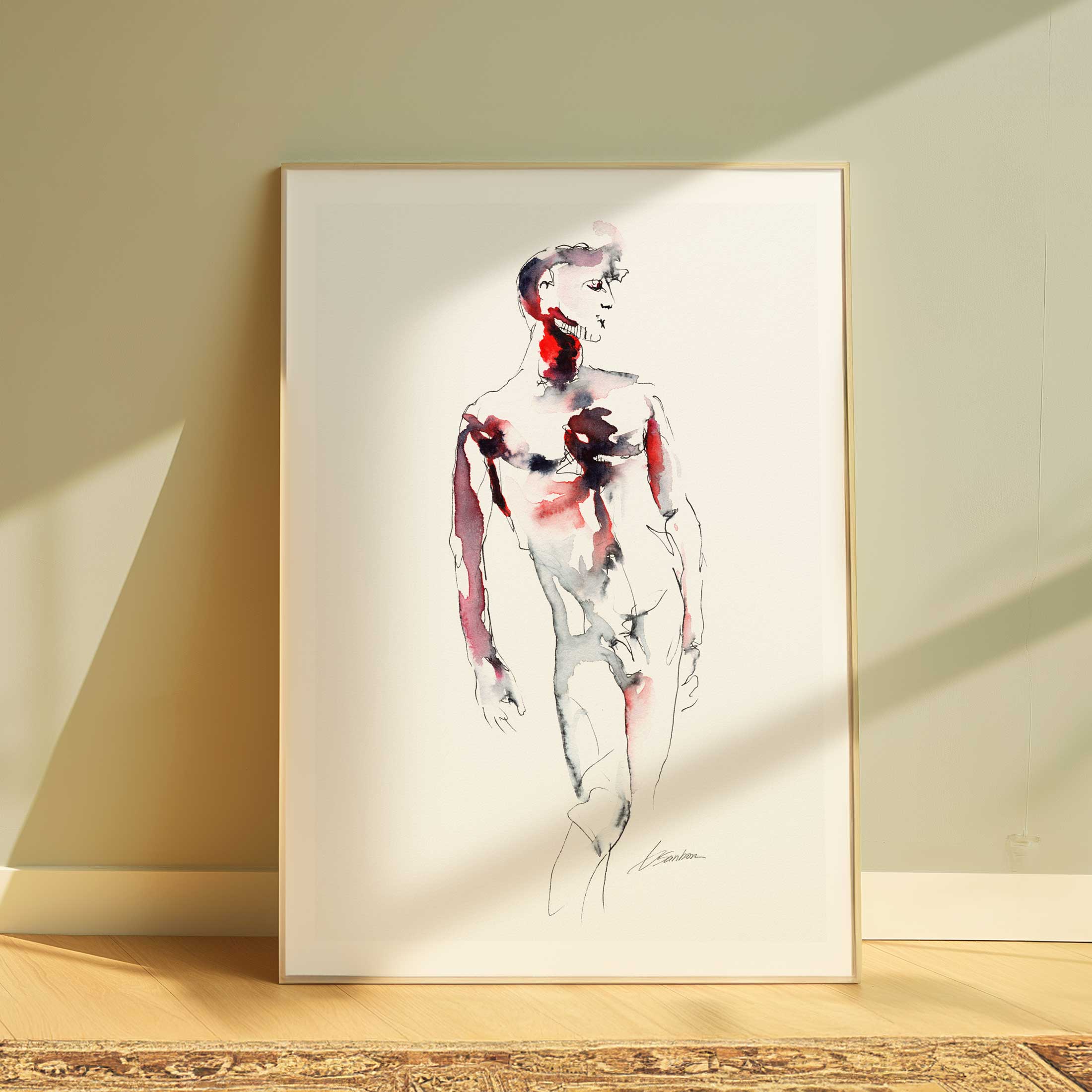 Male Figure in Effortless Motion - Art Print