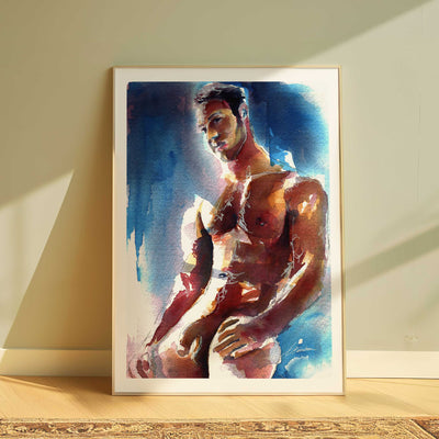 Muscular Male Nude Leaning Against a Wall - Art Print Artist Brenden Sanborn