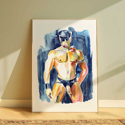 Leather-Clad Male in Full Gear - Art Print Artist Brenden Sanborn