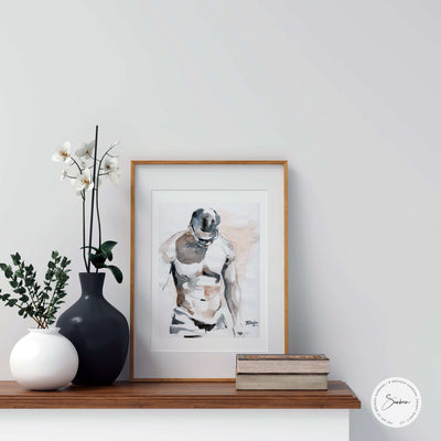 Male Torso with Dark Tonal Shades - 9x12" Original Watercolor Painting Artist Brenden Sanborn