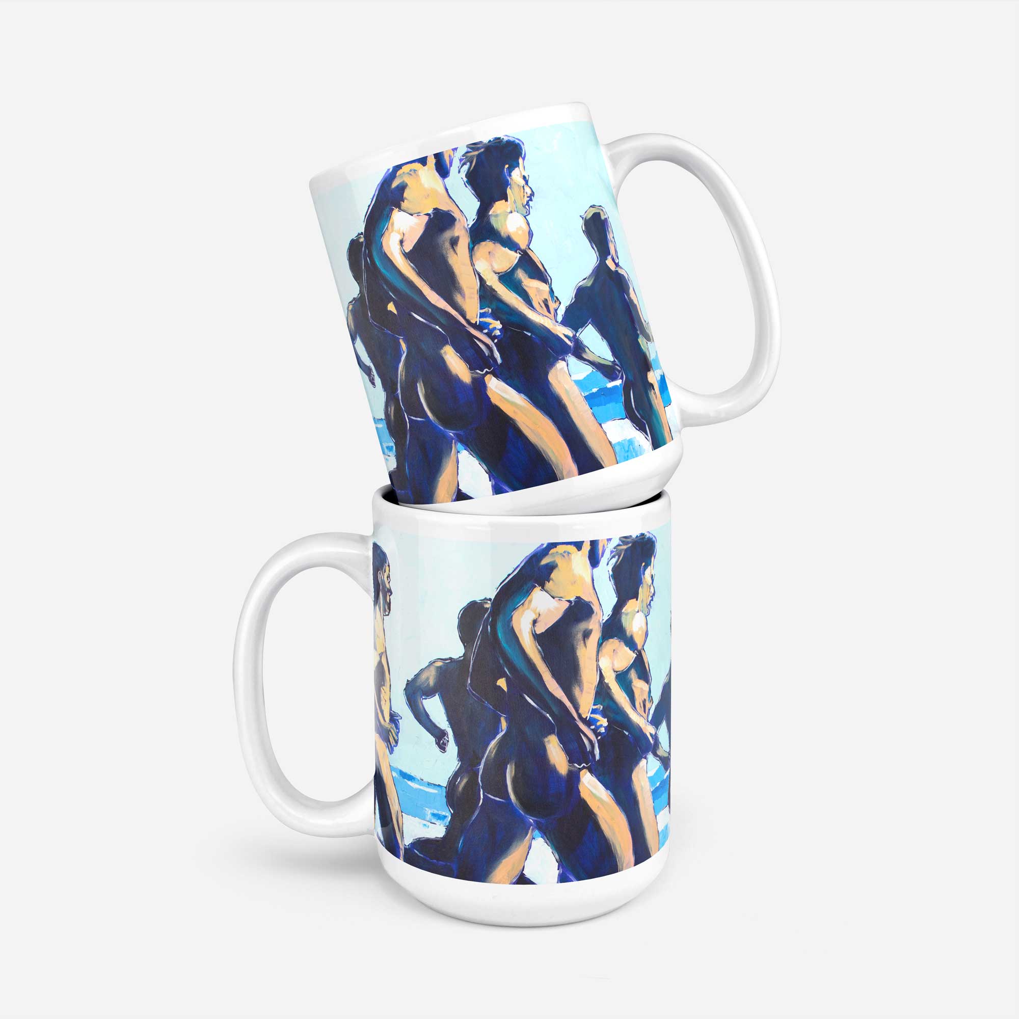 Running Nude Men on the Beach – 11oz & 15oz Mugs