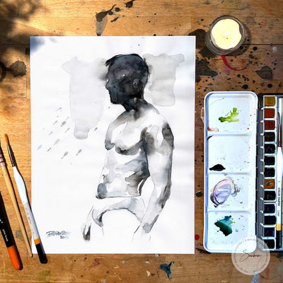 Deep Within the Shadows - 9x12" Original Watercolor Painting Artist Brenden Sanborn
