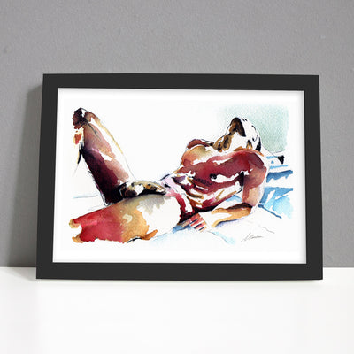 Reclined Nude Male Resting in Sunlight - Art Print Artist Brenden Sanborn