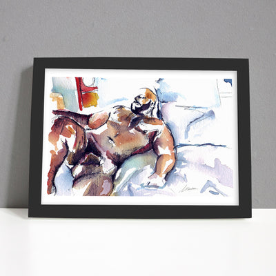 Bear Figure Reclining in Quiet Reverie - Art Print Artist Brenden Sanborn