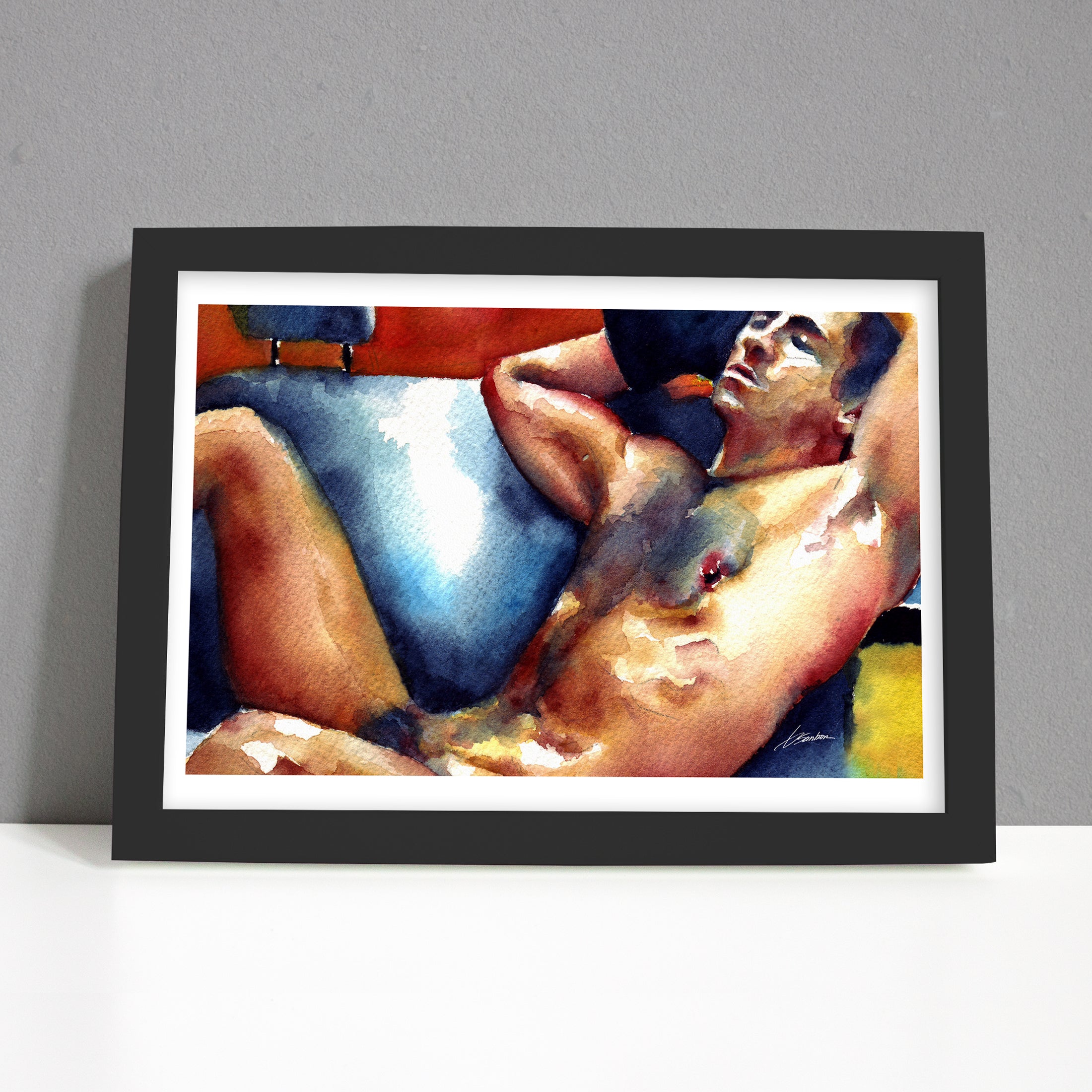 Reclined Male in Quiet Surrender - Art Print