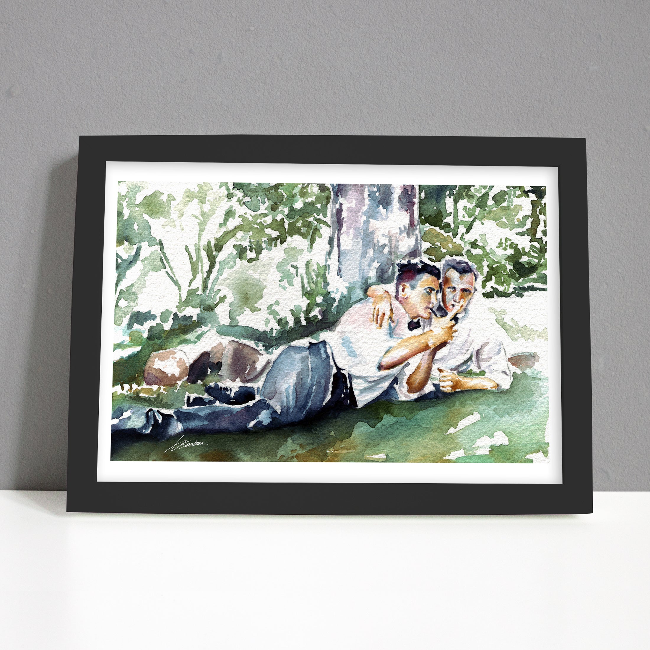 Sharing a Secret in the Shade - Art Print