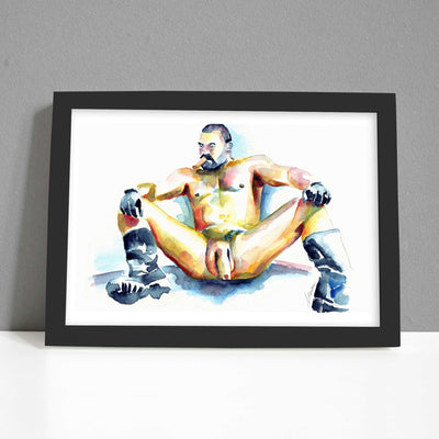 Bearded Man with Cigar and Boots Relaxing - Art Print Artist Brenden Sanborn