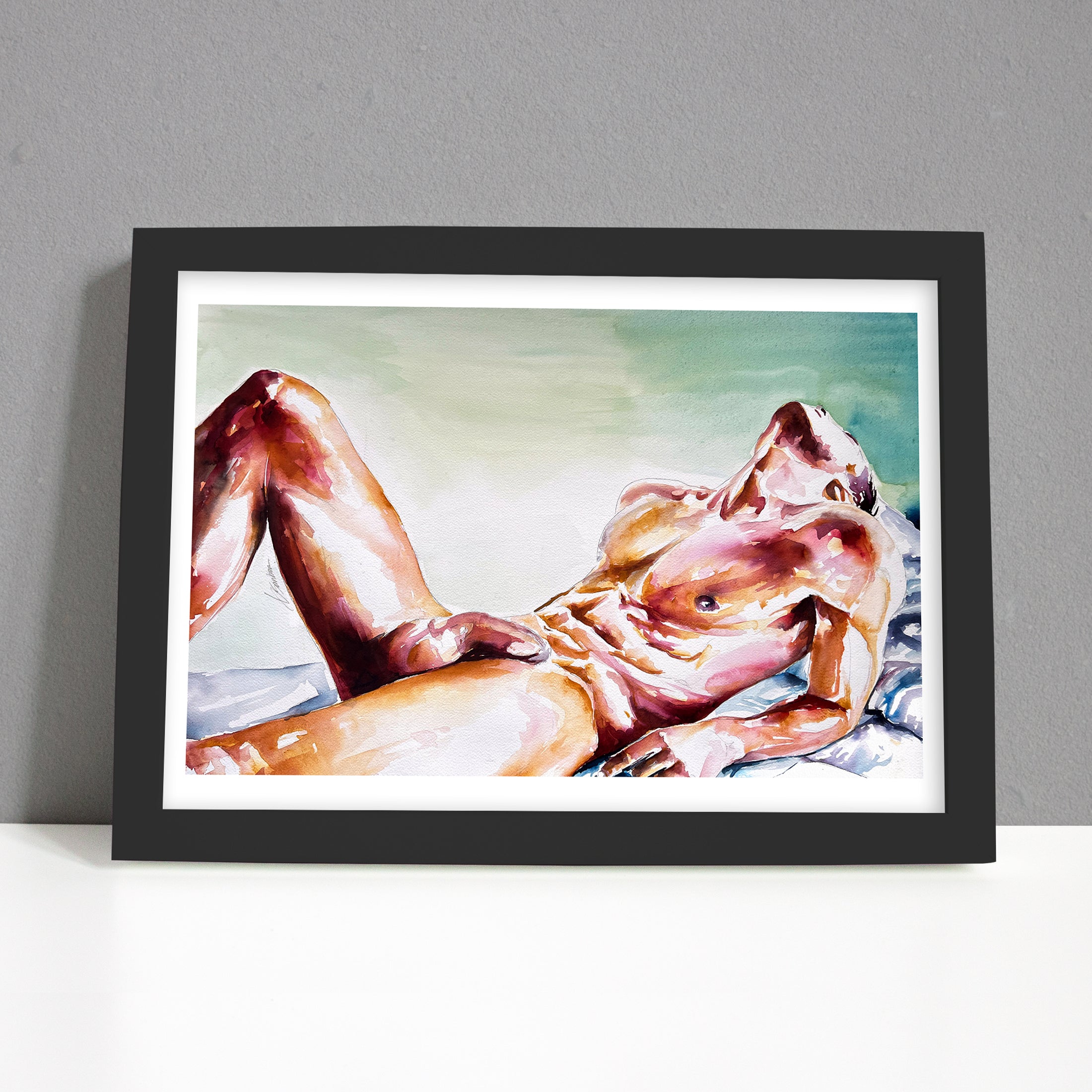 Male Figure Reclining in Ecstatic Surrender - Art Print