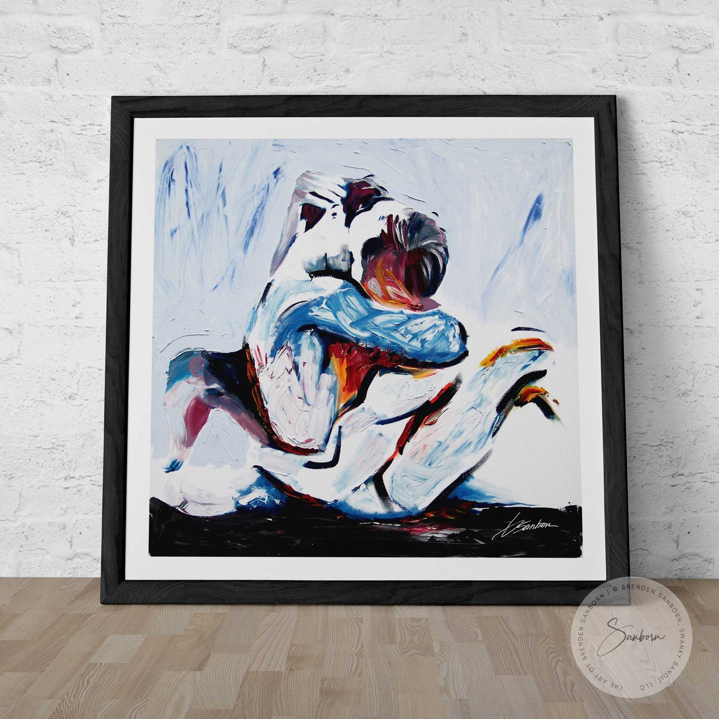 Two Men in Love Tightly Embraced - Giclee Art Print