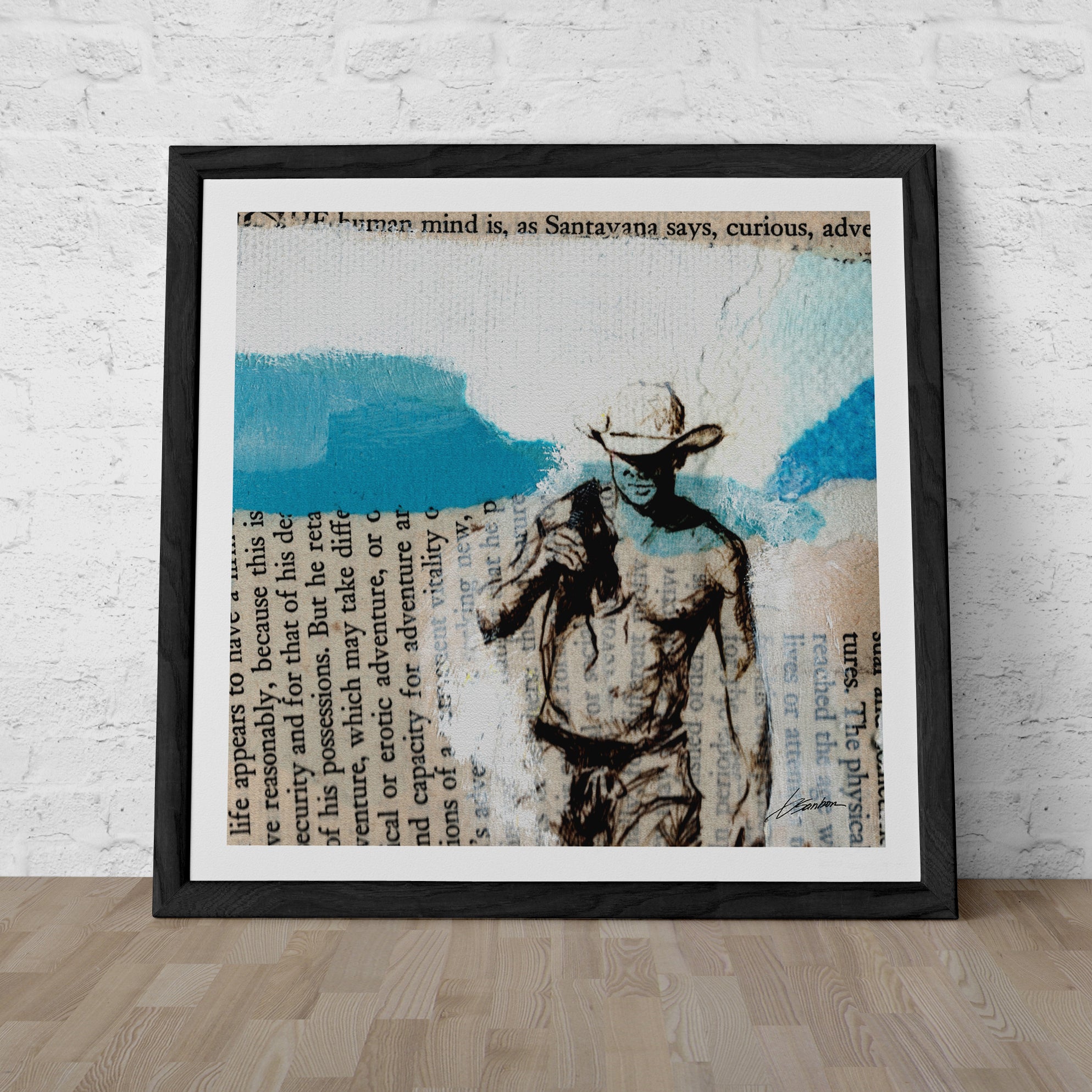 Cowboy Drifter on Book Pages – Art Print