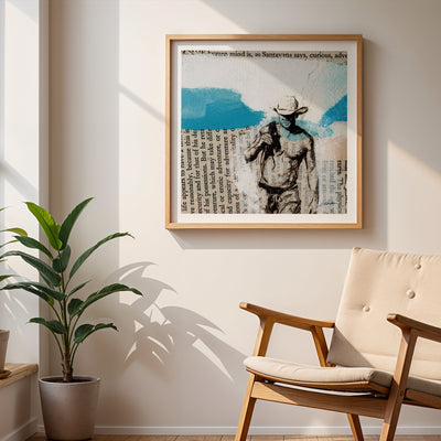 Cowboy Drifter on Book Pages – Art Print Artist Brenden Sanborn