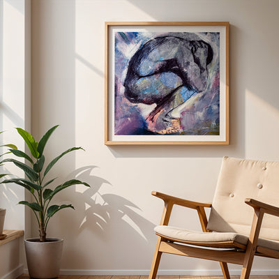 Male Figure in Fetal Pose with Dark Tones – Art Print Artist Brenden Sanborn