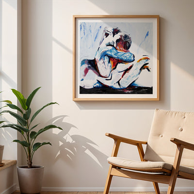 Two Men in Love Tightly Embraced - Art Print Artist Brenden Sanborn