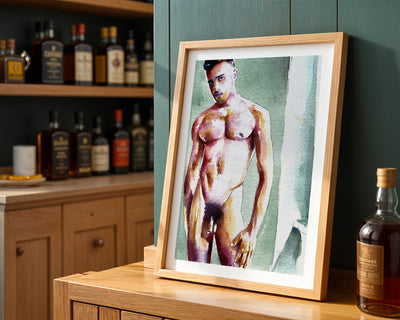 Standing Nude Male with Soft Expression - Art Print
