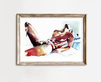 Reclined Nude Male Resting in Sunlight - Art Print Artist Brenden Sanborn