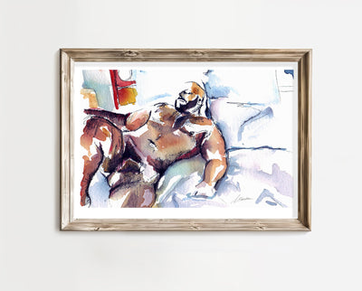 Bear Figure Reclining in Quiet Reverie - Art Print Artist Brenden Sanborn