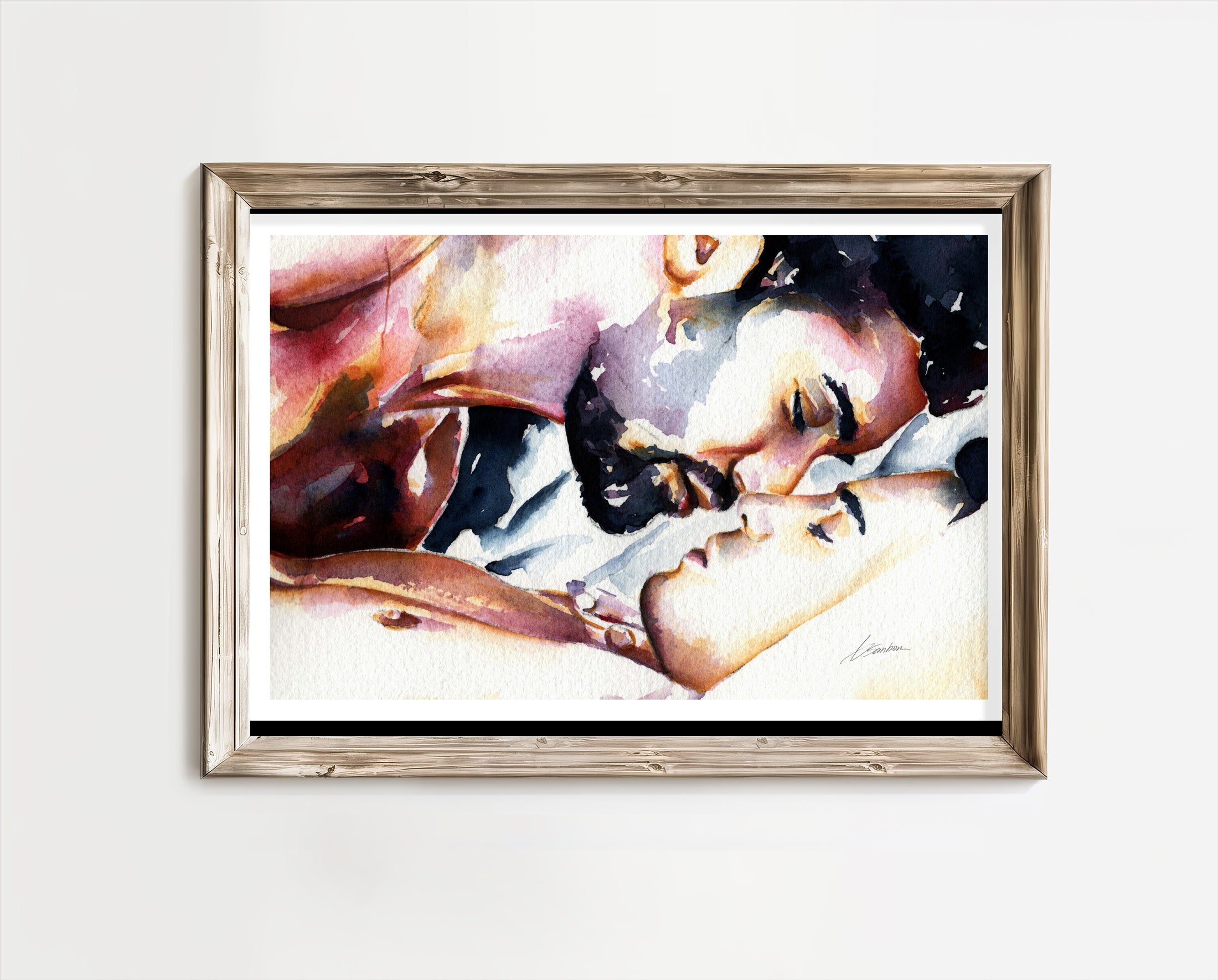 Lovers Resting in Tender Serenity - Art Print