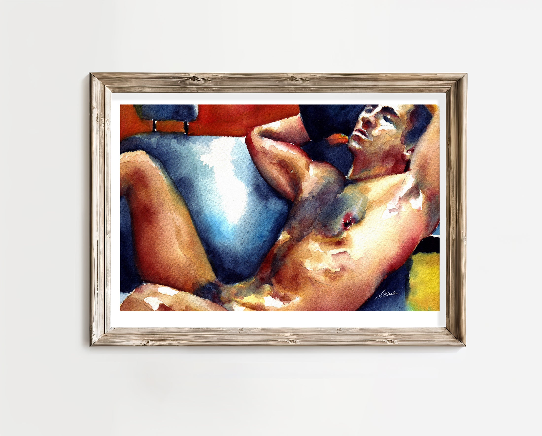 Reclined Male in Quiet Surrender - Art Print