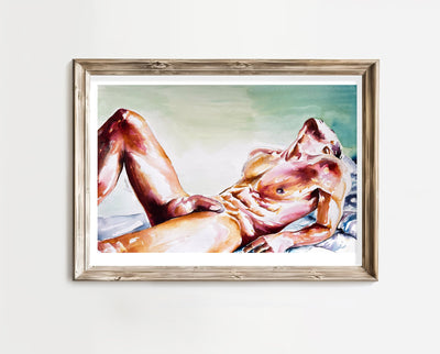 Male Figure Reclining in Ecstatic Surrender - Art Print Artist Brenden Sanborn