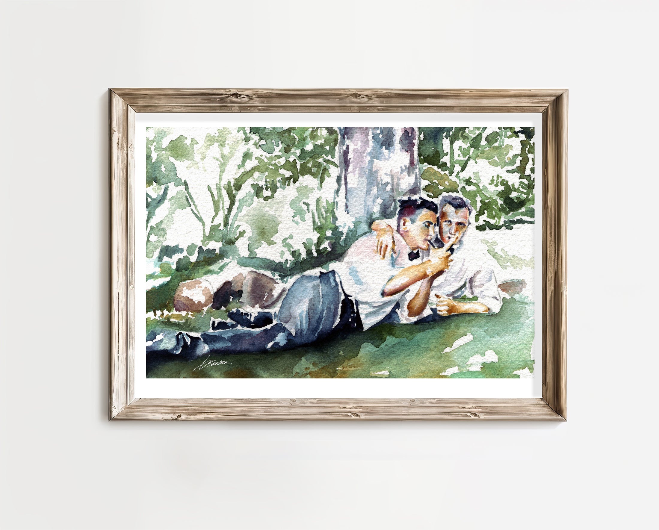 Sharing a Secret in the Shade - Art Print