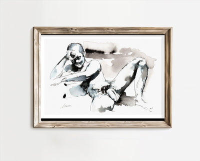 Resting Figure in Fluid Lines – Art Print Artist Brenden Sanborn