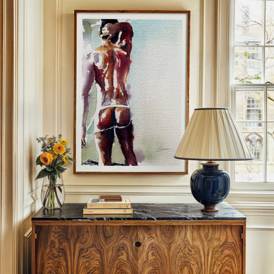 Standing the Morning Light in His Jockstrap - Art Print Artist Brenden Sanborn