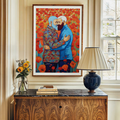 Two Men in Love Among Poppies – Art Print Artist Brenden Sanborn