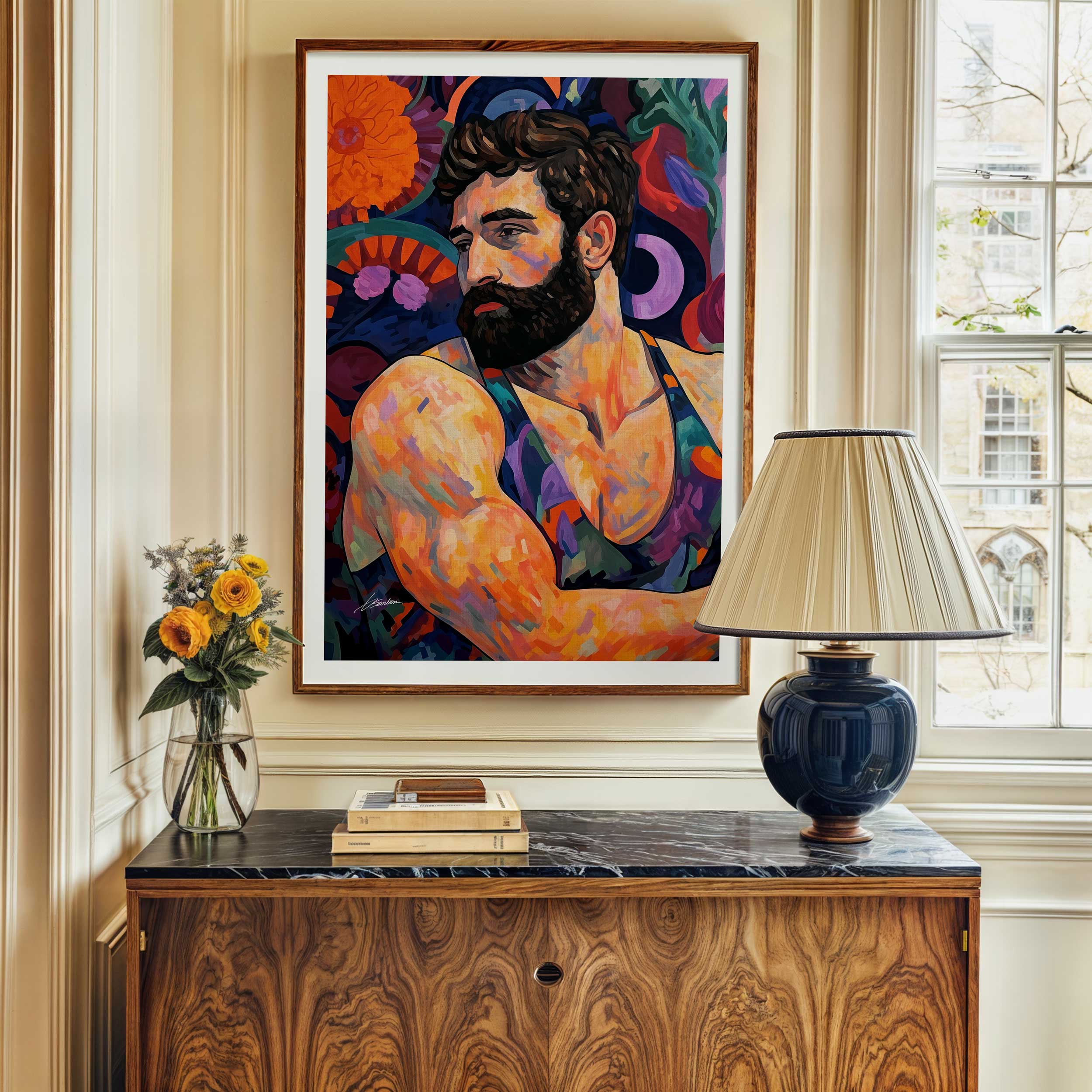 Bearded Gaze in Bloom – Art Print