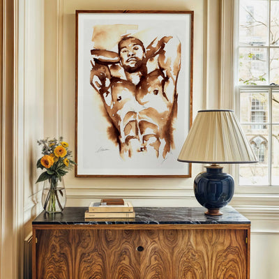 Coffee Nude with Arms Raised - Art Print Artist Brenden Sanborn