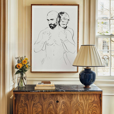 Held Close Two Men in an Intimate Embrace – Art Print Artist Brenden Sanborn